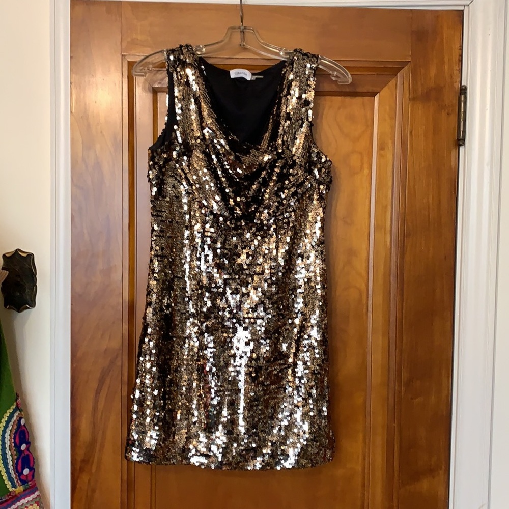 Gold sequin Calvin Klein mini dress Size 4